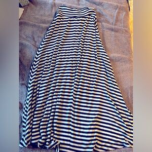 Long Black and White Striped Skirt